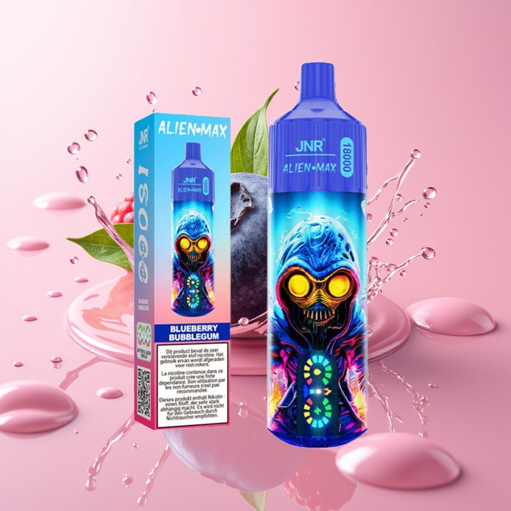 JNR Alien Max 18000 Puffs Disposable Vape Borovnica Bubblegum s LED Display
