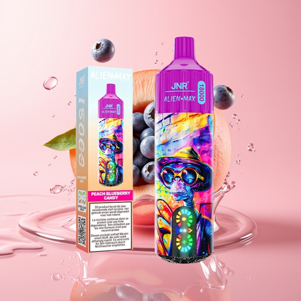 JNR Alien Max 18000 Puffs Disposable Vape Breskva Borovnica Bombona s 28ml Tekućine i Dual Mesh Coil