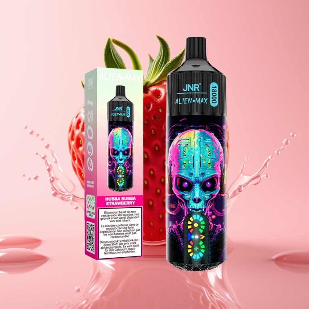 JNR Alien Max 18000 Puffs Disposable Vape Jagoda Bubba s LED zaslonom i 28ml tekućine