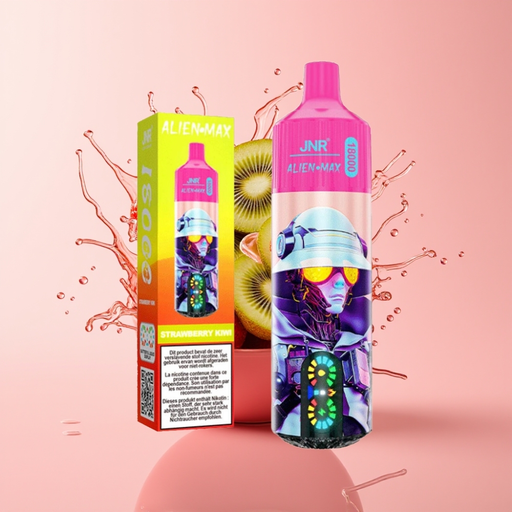 JNR Alien Max 18000 Puffs Disposable Vape Jagoda-Kivi s LED zaslonom i Dual Mesh Coil