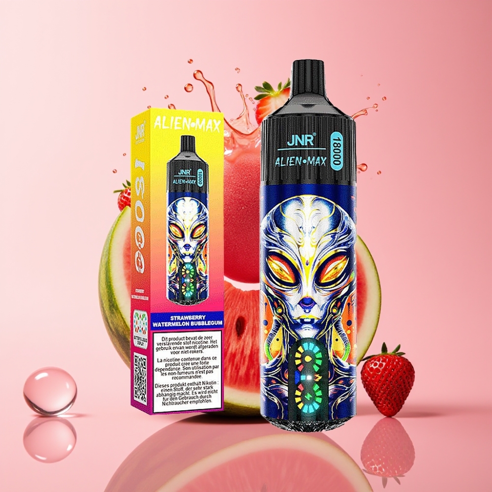 JNR Alien Max 18000 Puffs Disposable Vape Jagoda Lubenica Bubblegum, LED Display, 28ml