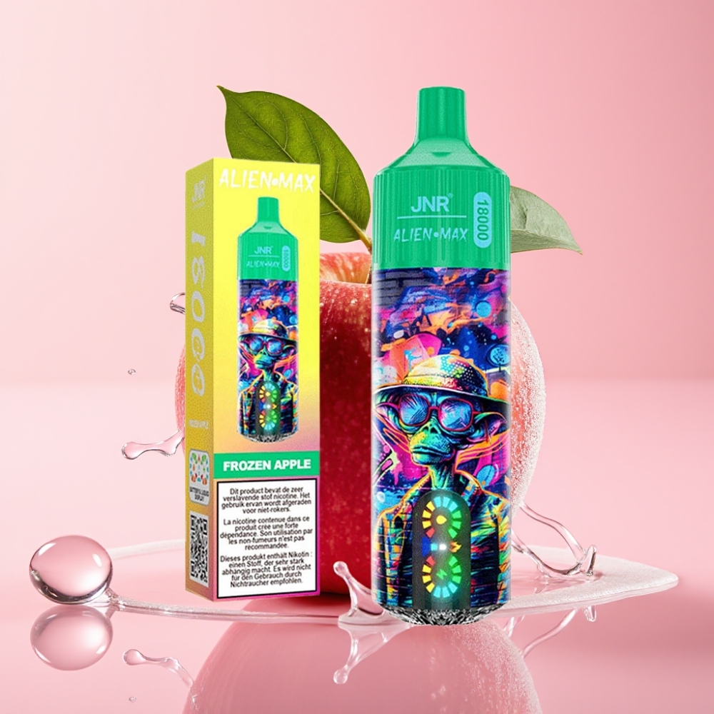 JNR Alien Max 18000 Puffs Disposable Vape Smrznuta Jabuka s LED zaslonom i Dual Mesh Coil