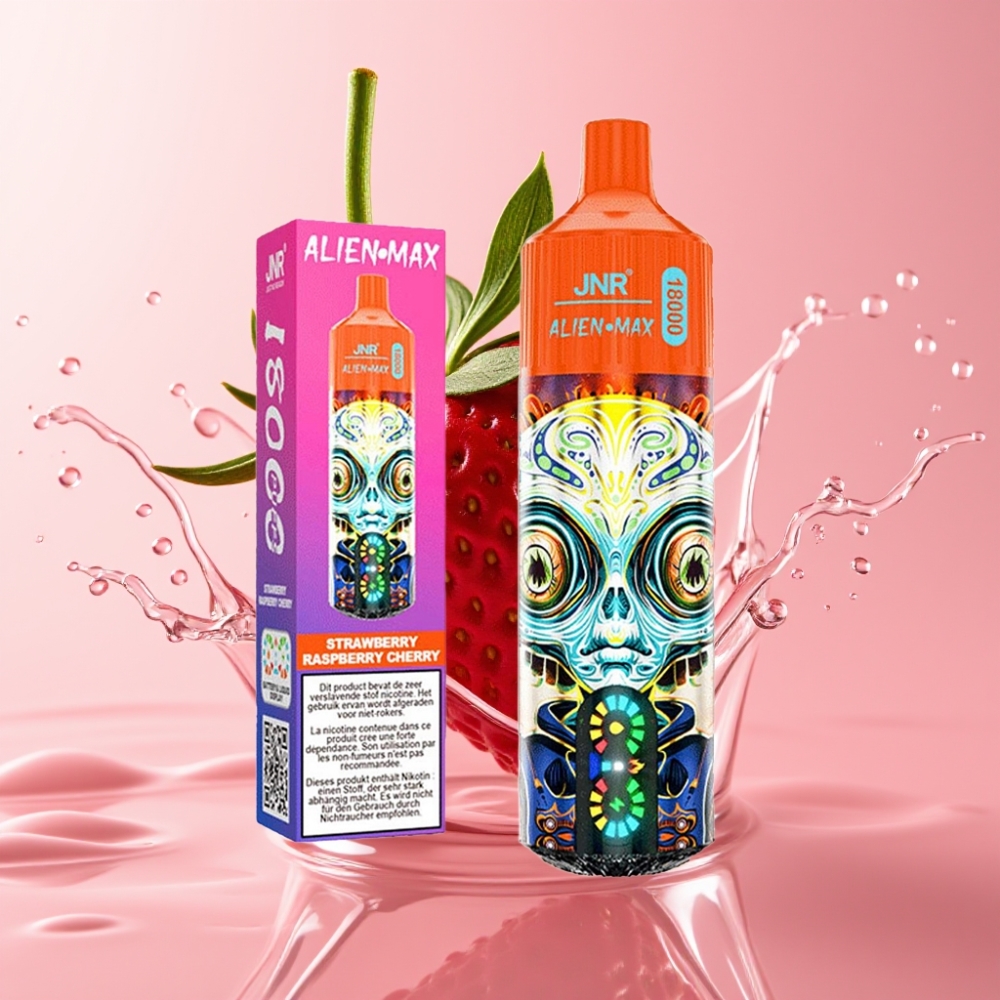 JNR Alien Max 18000 Puffs Jednokratna Vape Jagoda Malina Trešnja s LED zaslonom i Dual Mesh Coil