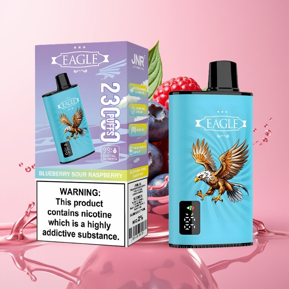 JNR EAGLE Smart 23000 Puffs Disposable Vape Borovnica-Kisela Malina s Digitalnim Ekranom i 1.0ohm Mesh Coil