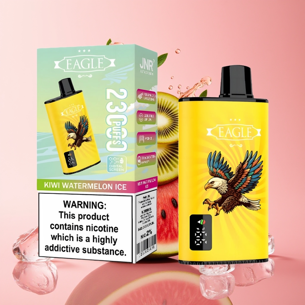 JNR EAGLE Smart 23000 Puffs Disposable Vape Kiwi Lubenika Led 25ml 750mAh JNR EAGLE Smart 23000 Puffs Disposable Vape Digital Screen 1.0ohm Mesh Coil