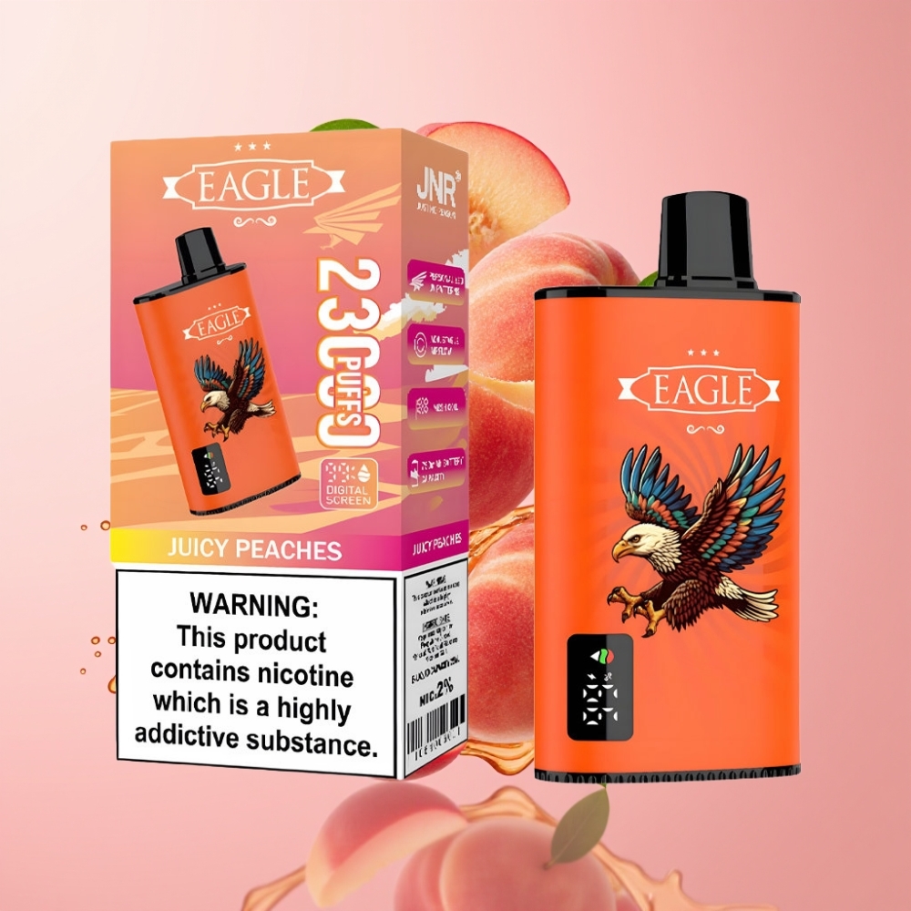 JNR EAGLE Smart 23000 Pufova Disposable Vape Sočne Breskve s Digitalnim Ekranom i 1.0ohm Mesh Coil