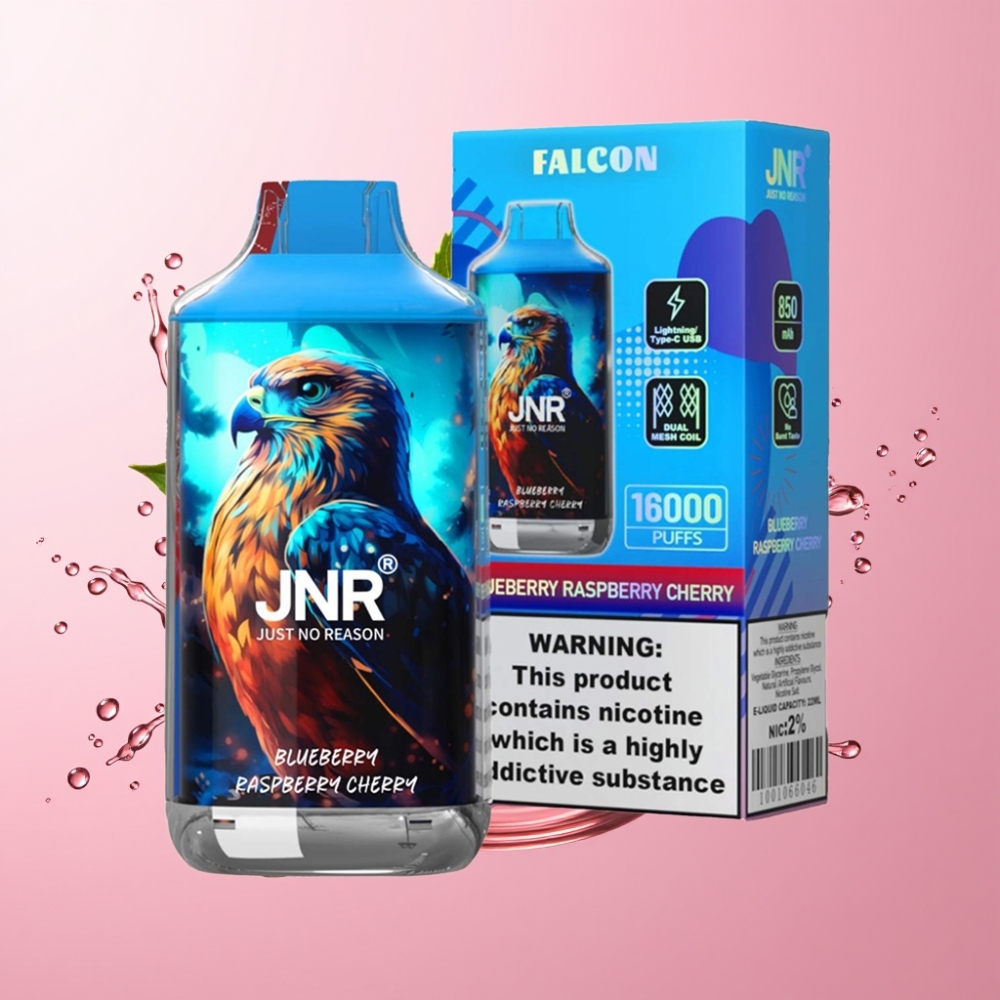 JNR Falcon 16000 Puffs Jednokratna Vape Borovnica Malina Trešnja 22ml Dual Mesh Coil