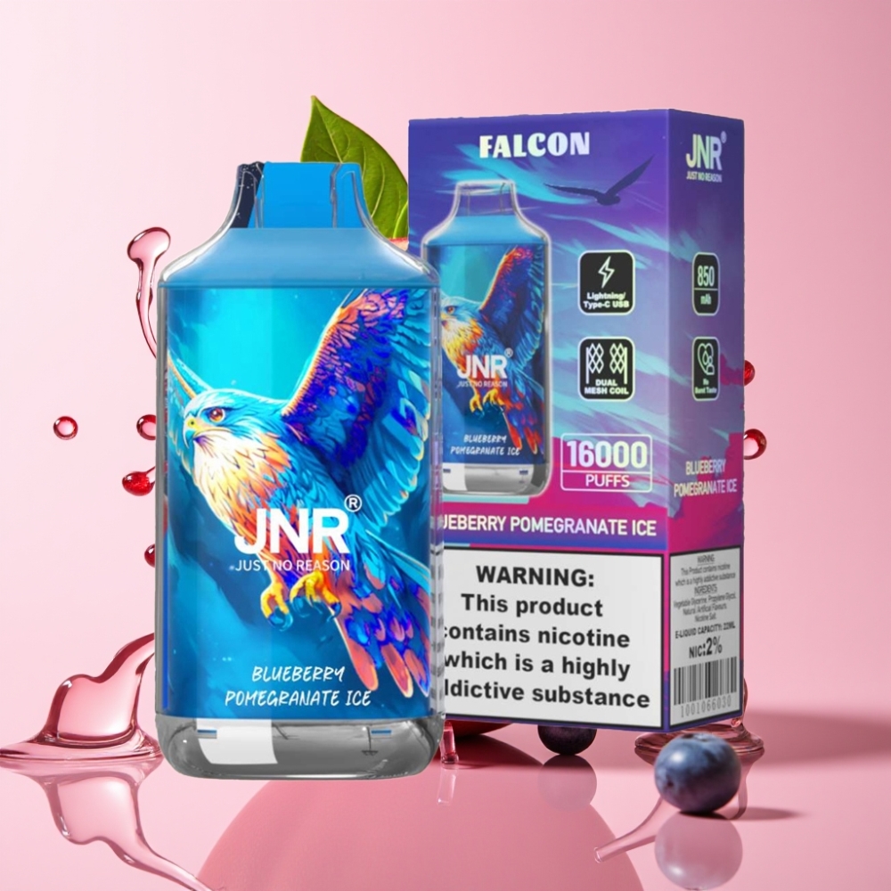 JNR Falcon 16000 Puffs Jednokratna Vape Borovnica Nar 22ml JNR Falcon 16000 Puffs Dual Mesh Coil 850 mAh