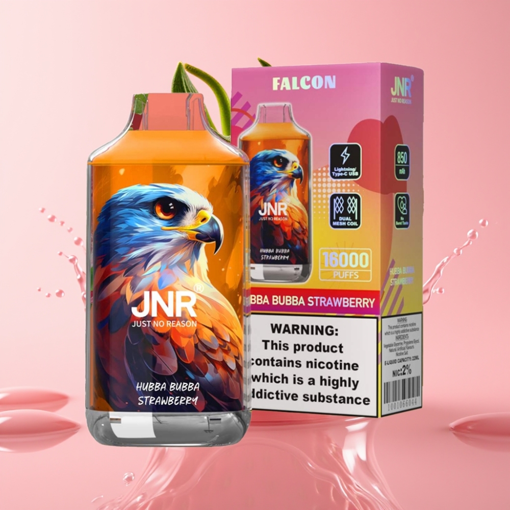 JNR Falcon 16000 Puffs Jednokratna Vape Jagoda Hubba Bubba 22ml JNR Falcon 16000 Puffs 850mAh Dual Mesh Coil