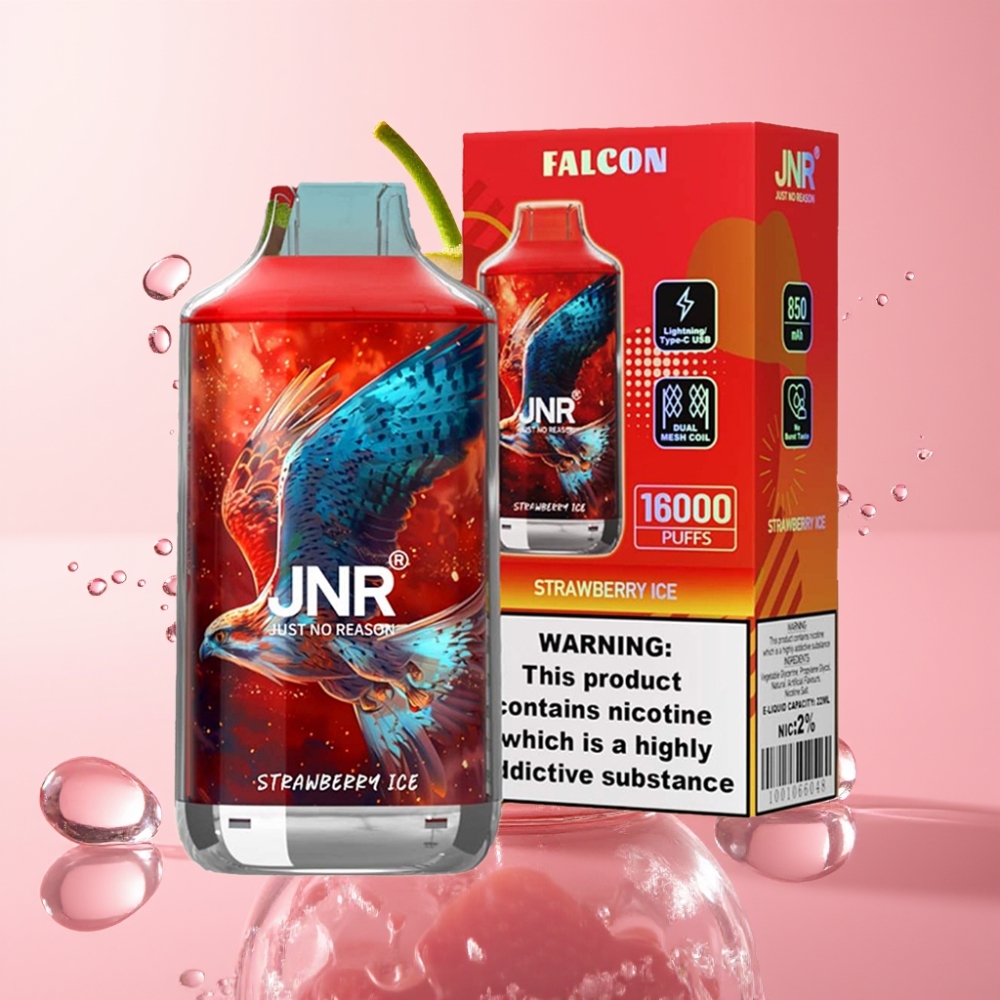 JNR Falcon 16000 Puffs Jednokratna Vape Jagoda Led 22ml JNR Falcon 16000 Puffs Dual Mesh Coil 850 mAh