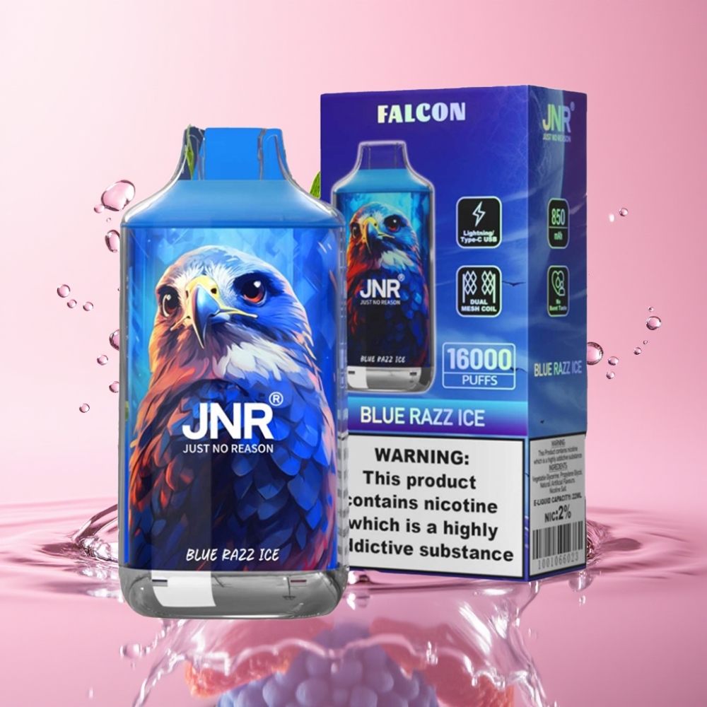 JNR Falcon 16000 Puffs Jednokratna Vape Plavi Razz Led 22ml JNR Falcon 16000 Puffs Dual Mesh Coil 850 mAh