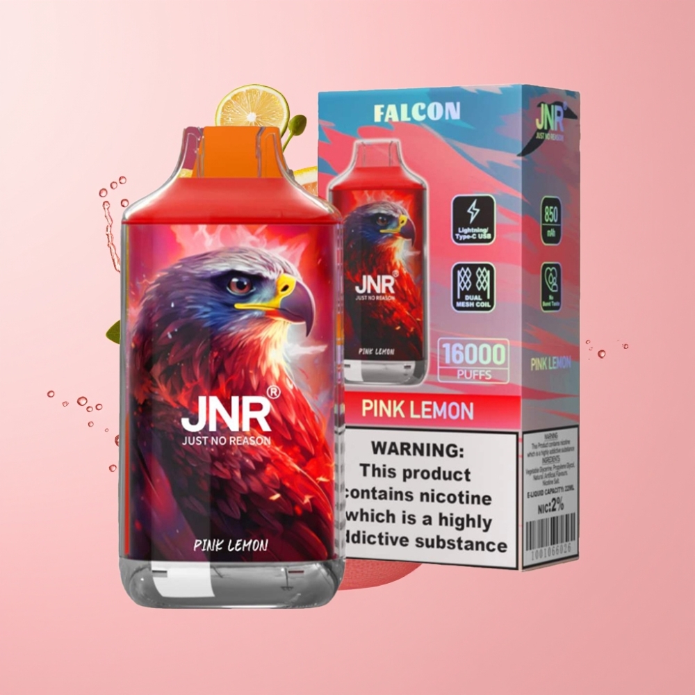 JNR Falcon 16000 Puffs Jednokratna Vape Ružičasti Limun 22ml JNR Falcon 16000 Puffs 850mAh Dual Mesh Coil