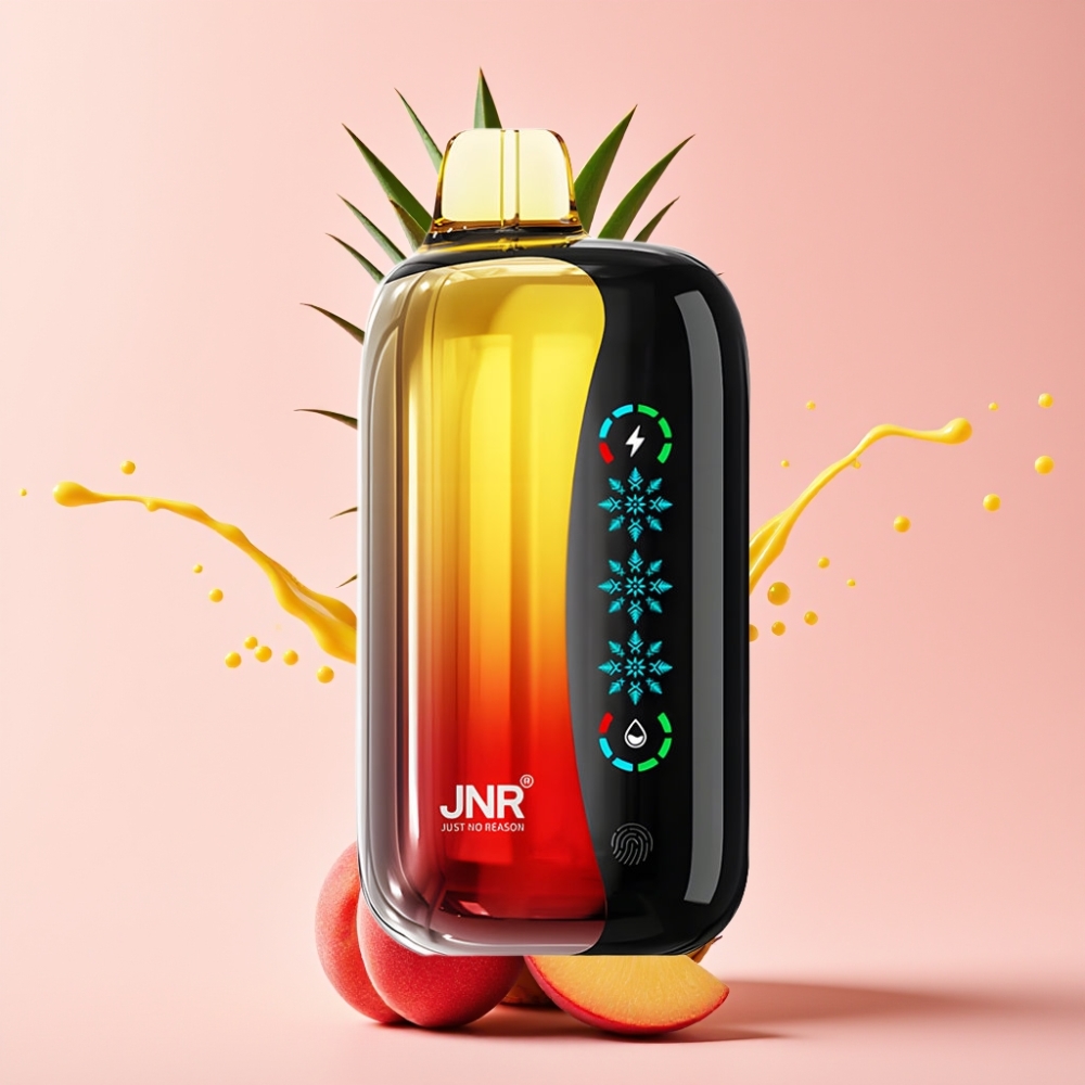 JNR Flex Ice 21000 Pufova Jednokratna Vape Breskva Mango Ananas 26ml JNR Flex Ice 21000 Pufova Jednokratna Vape Podesivi Zrak 1.2 Ohm Dual Mesh