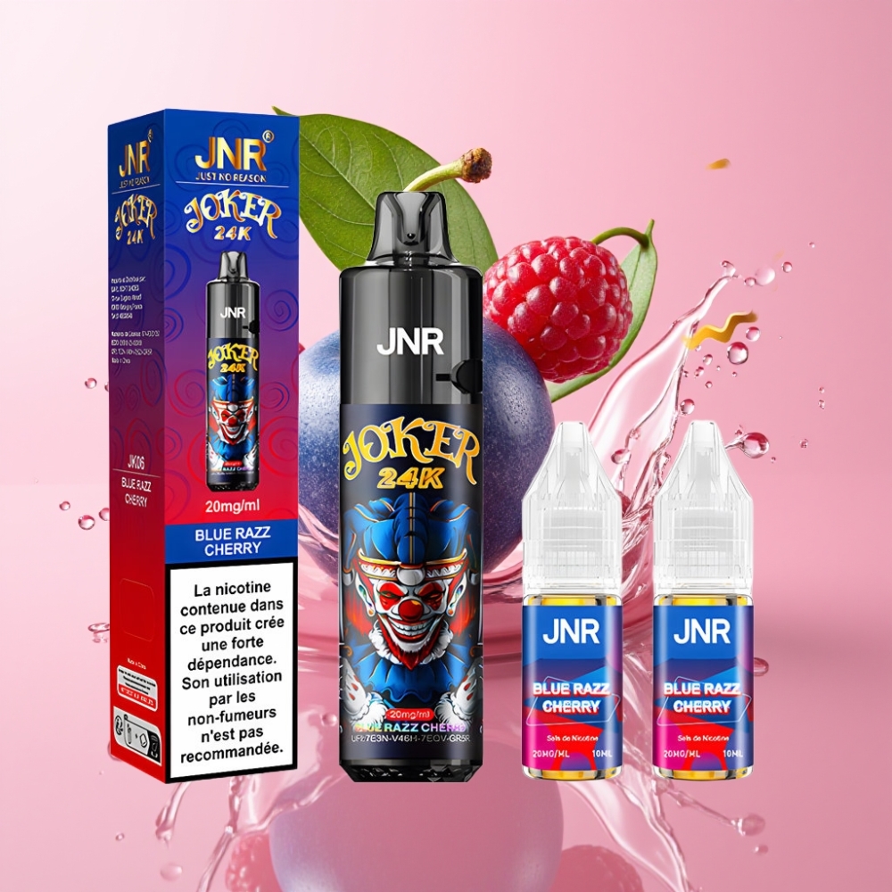 JNR Joker 24K Puffs Jednokratna Vape Plava Malina-Trešnja s 2% nikotina i 800mAh baterijom
