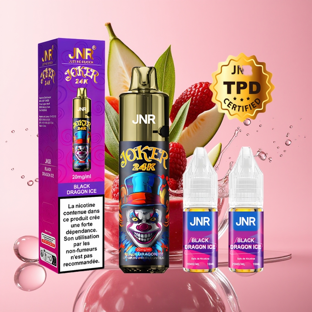 JNR Joker 24K Puffs Jednokratni Vape Crni Zmaj Led s 800mAh Baterijom
