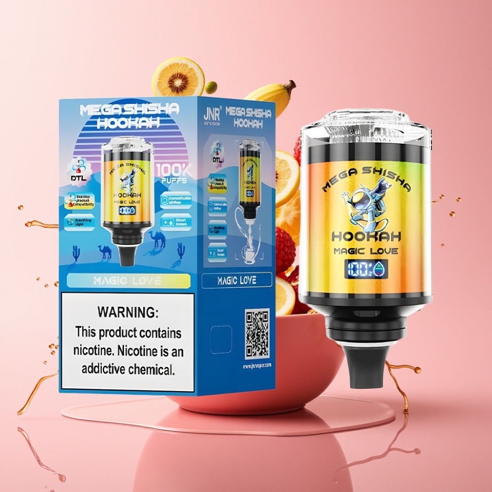 JNR Mega Shisha Hookah 100K 60mL Tip-C Punjenje JNR Mega Shisha Hookah 2200mAh Tip-C