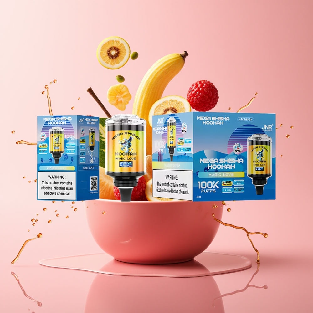 JNR Mega Shisha Hookah 100K 60mL Tip-C Punjenje JNR Mega Shisha Hookah 2200mAh Tip-C