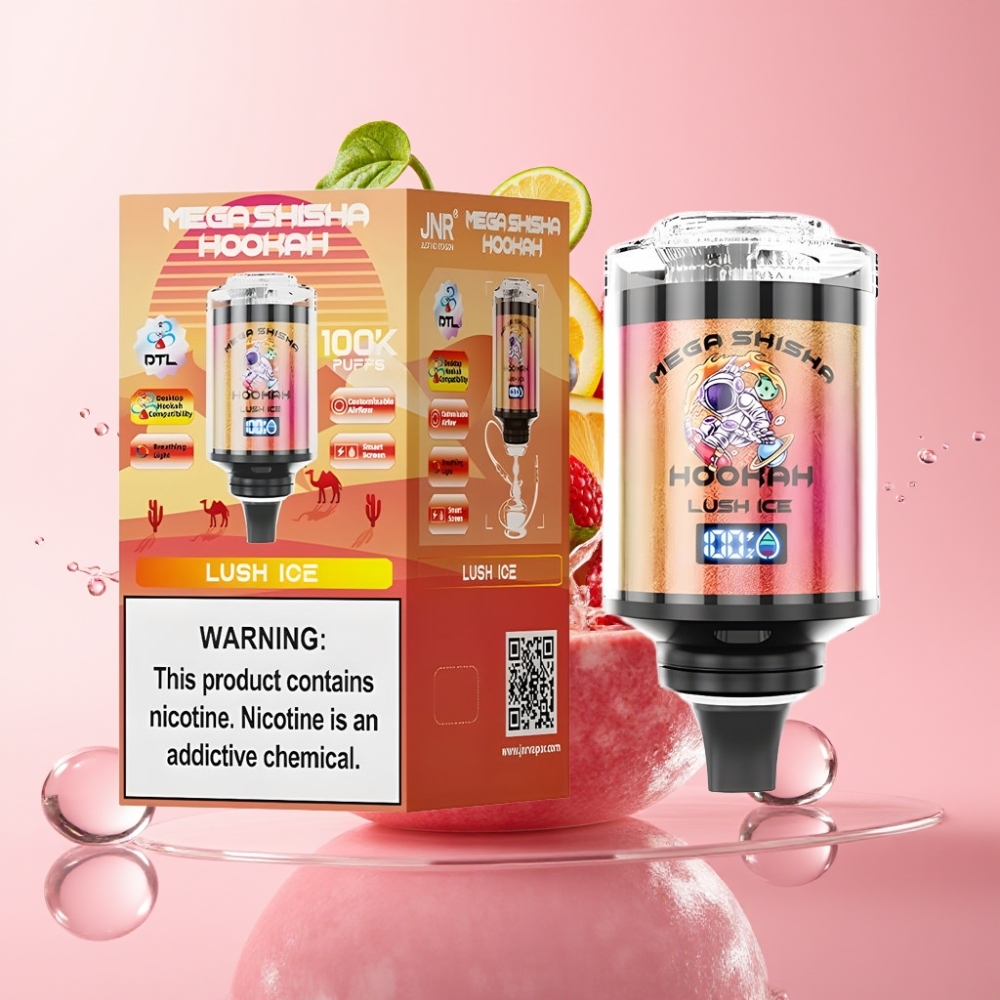 JNR Mega Shisha Hookah 100K 60ml Lovački Led JNR Mega Shisha Hookah 2200mAh Interaktivni Ekran