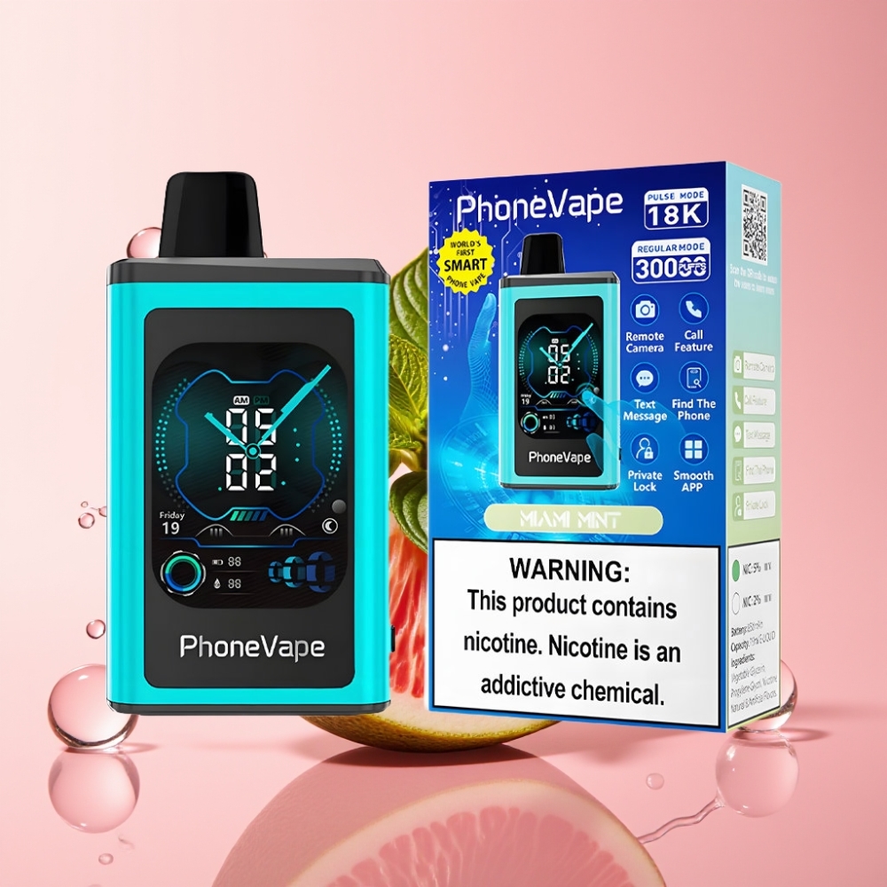 JNR PhoneVape 30000 puhova Jednokratna e-cigareta Miami metvica s Type-C punjenjem