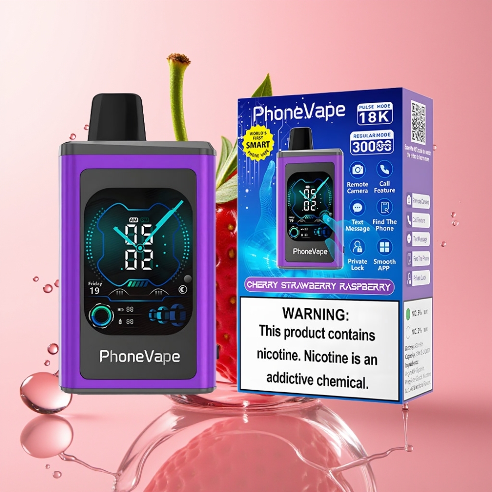 JNR PhoneVape 30000 puhova Jednokratna e-cigareta Trešnja Jagoda Malina s Type-C punjenjem JNR PhoneVape 30000 puhova Jednokratna e-cigareta s Type-C punjenjem