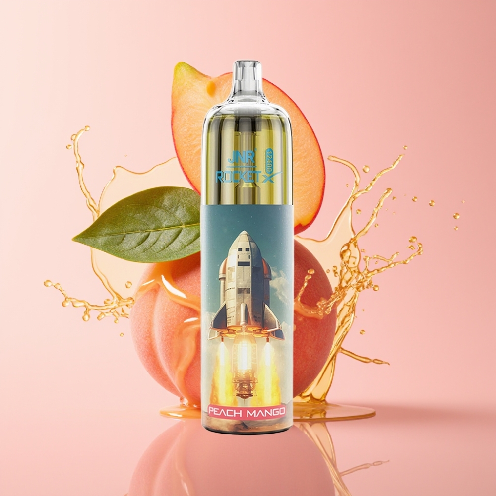 JNR Rocket-X 12400 Pufova Disposable Vape Breskva Mango s RGB svjetlima JNR Rocket-X 12400 Pufova Disposable Vape s podešavanjem protoka zraka