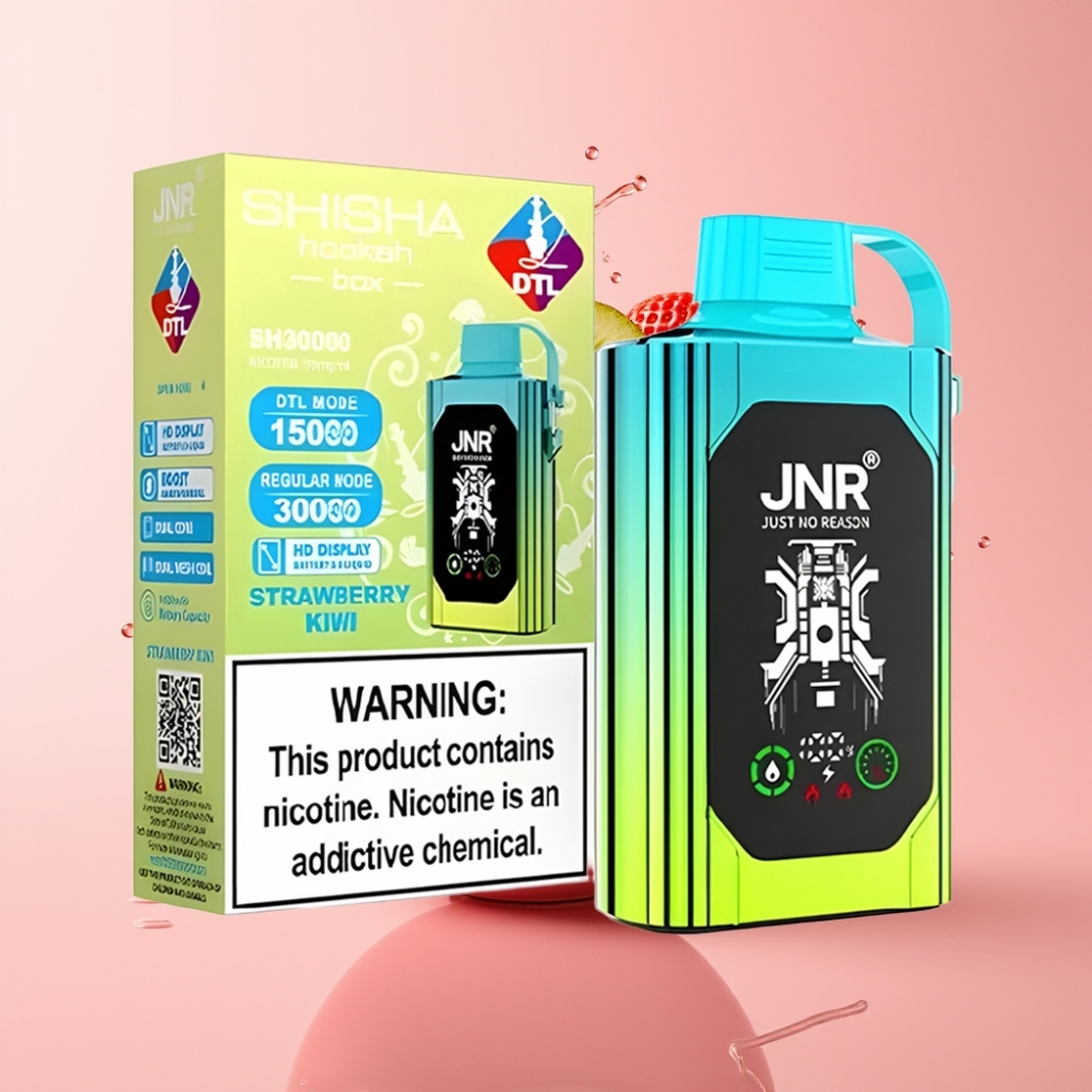 JNR Shisha Hookah Box 20500 Puffs Disposable Vape Jagoda Kivi 25ml Dual Mesh Coil