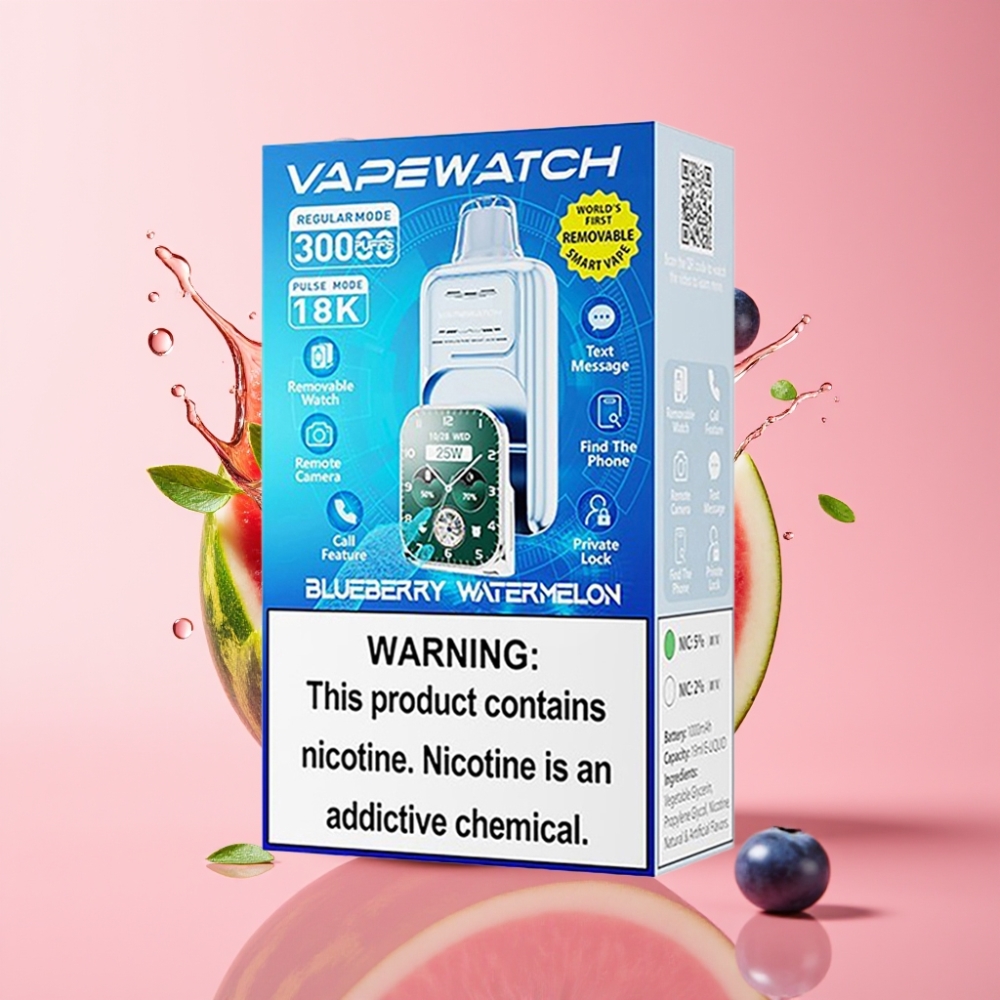 JNR VapeWatch 30000 Puffs Jednokratna E-cigareta Borovnica Lubenica 19mL JNR VapeWatch 30000 Puffs 1000mAh Type-C