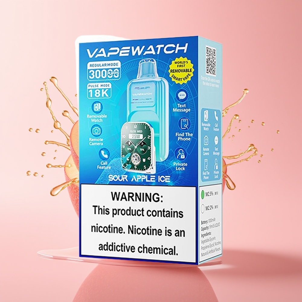 JNR VapeWatch 30000 Puffs Jednokratna Vape Kisela Jabuka Led 19mL 5%