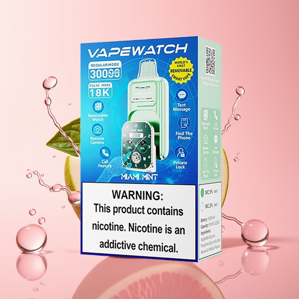 JNR VapeWatch 30000 Puffs Jednokratna Vape Miami Metvica, 1000mAh, 19mL