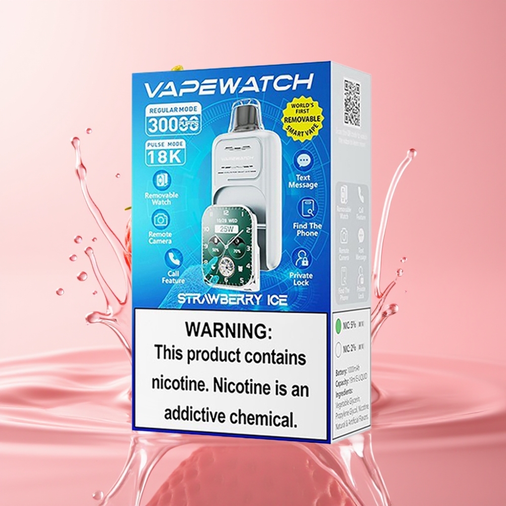 JNR VapeWatch 30000 Puffs Jednokratna vape Jagoda Led 1000mAh Type-C