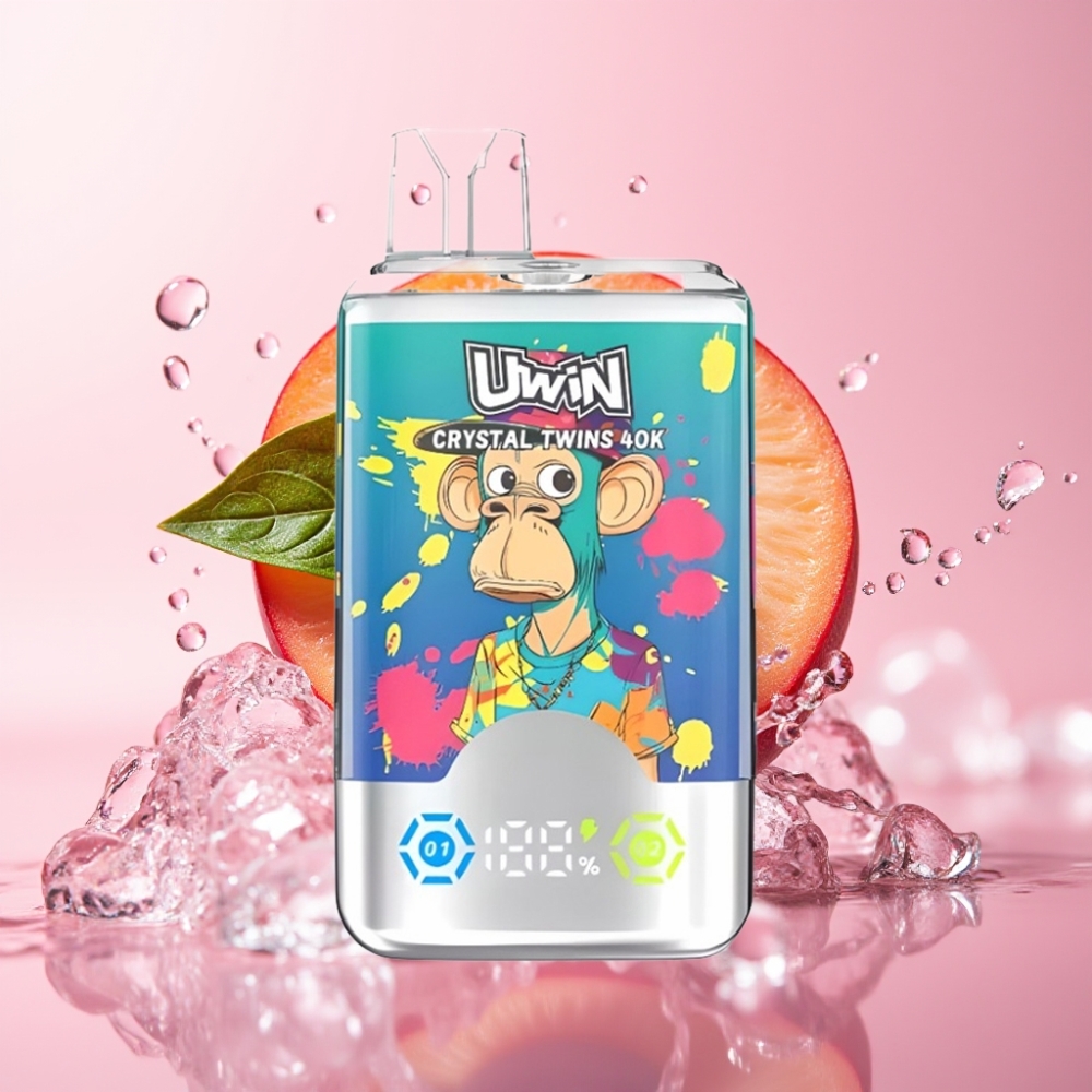 UWIN Crystal Twins 40000 Puffs Dvostruki Okus Borovnica Led i Breskva Led 32ml