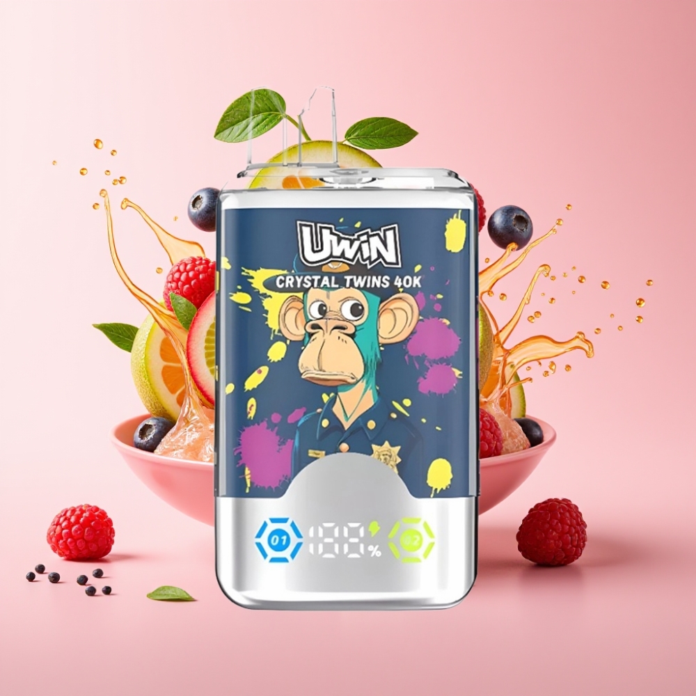 Uwin Crystal Twins 40000 Puffs Dvostruki Okus Disposable Vape Kiwi Marelica Guava Borovnica Malina