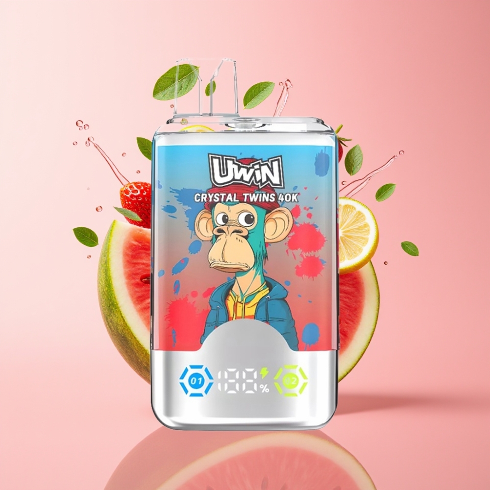 Uwin Crystal Twins 40000 Puffs Dvostruki Okus Jagoda Lubenica Limun