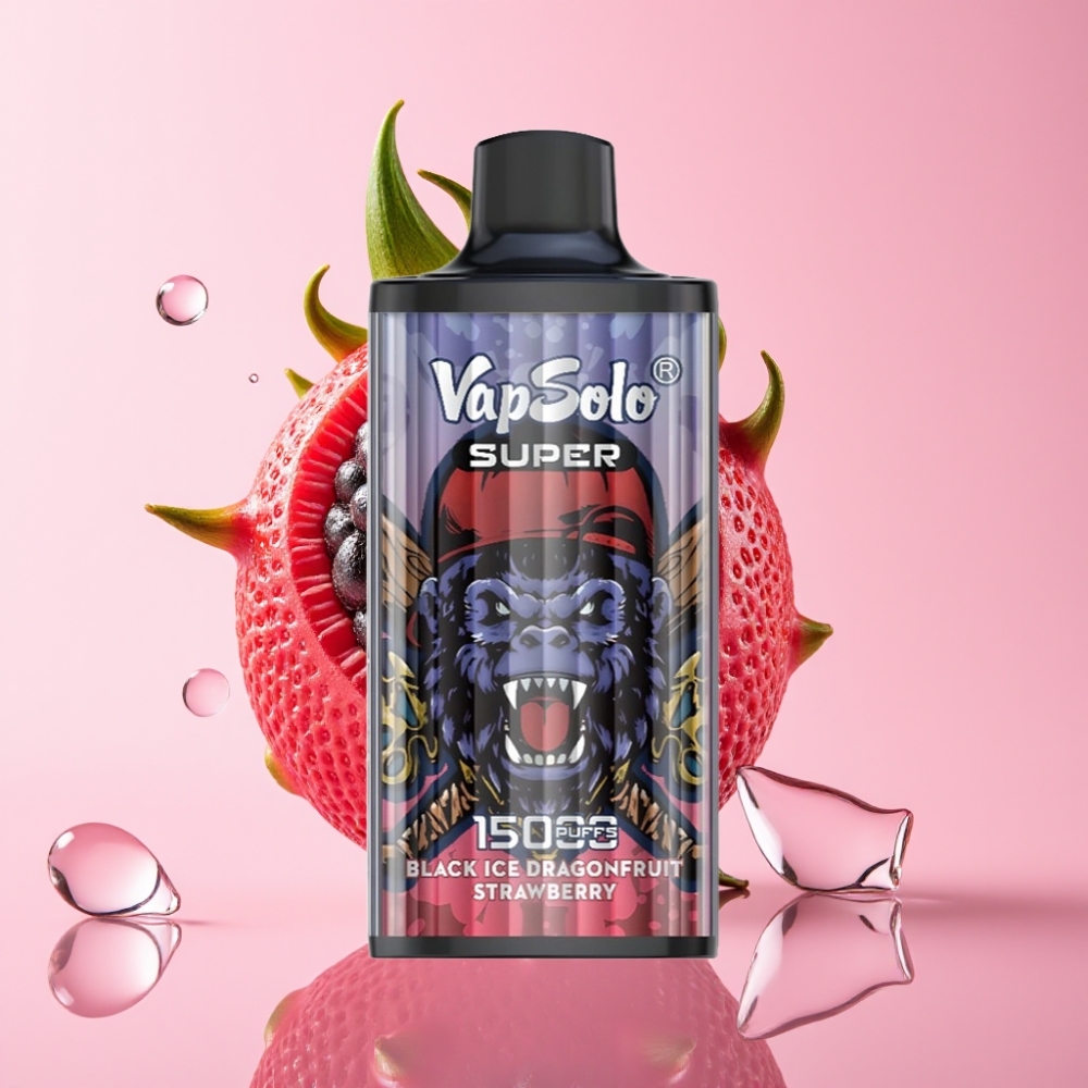 Vapsolo Super 15000 Puffs Jednokratna Vape Crni Led Zmaj Voće Jagoda 40ml