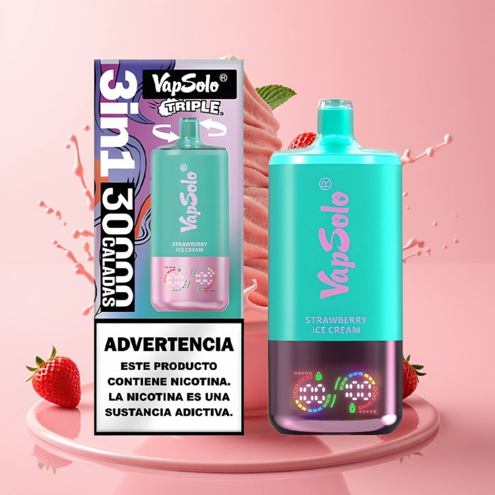 Vapsolo Triple 30000 Puffs Jednokratna Vape Jagodni Sladoled 40ml