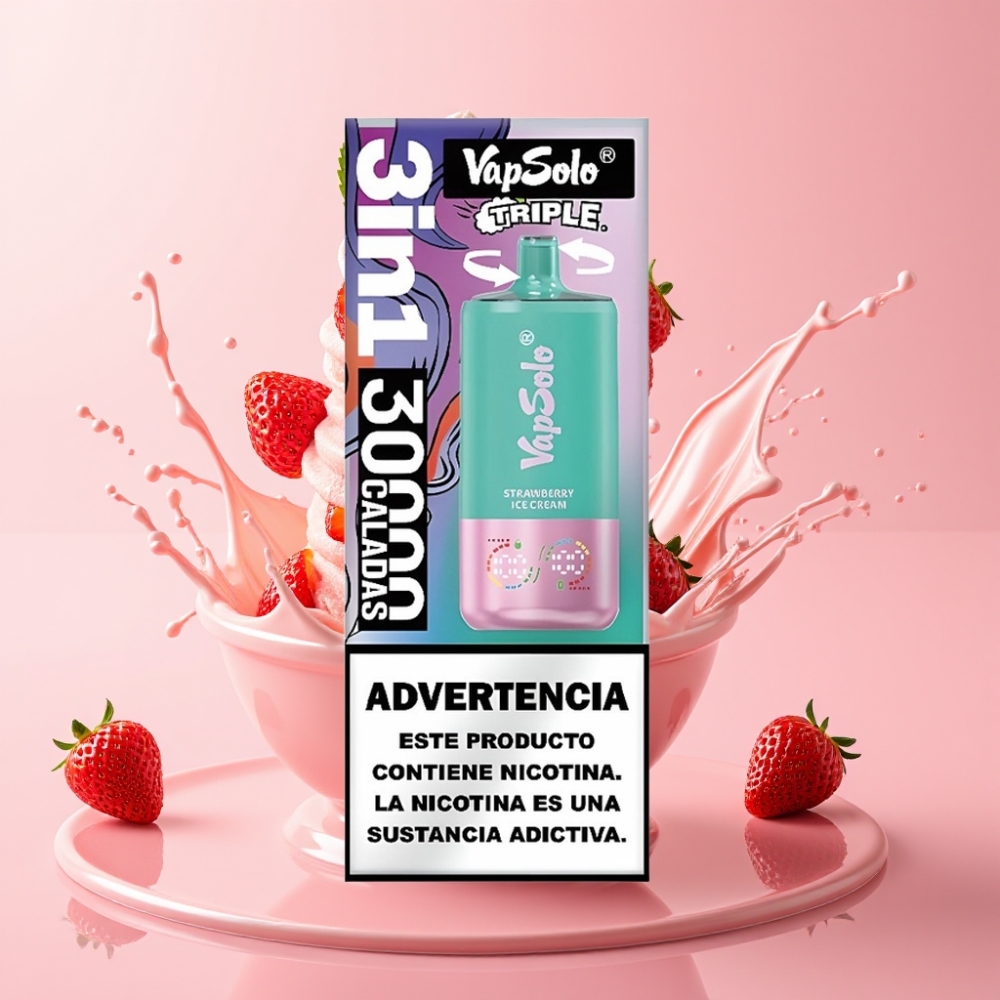 Vapsolo Triple 30000 Puffs Jednokratna Vape Jagodni Sladoled 40ml