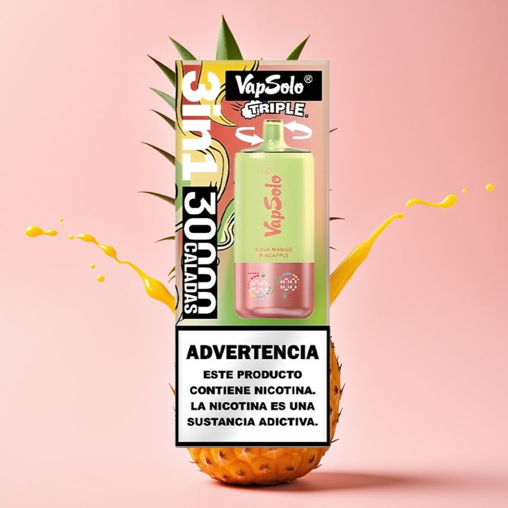 Vapsolo Triple 30000 Puffs Jednokratna Vape Kiselo Mango Ananas 40ml