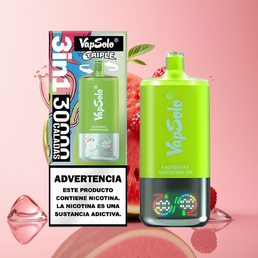 Vapsolo Triple 30000 Puffs Jednokratna Vape Malina Lubenica 40ml
