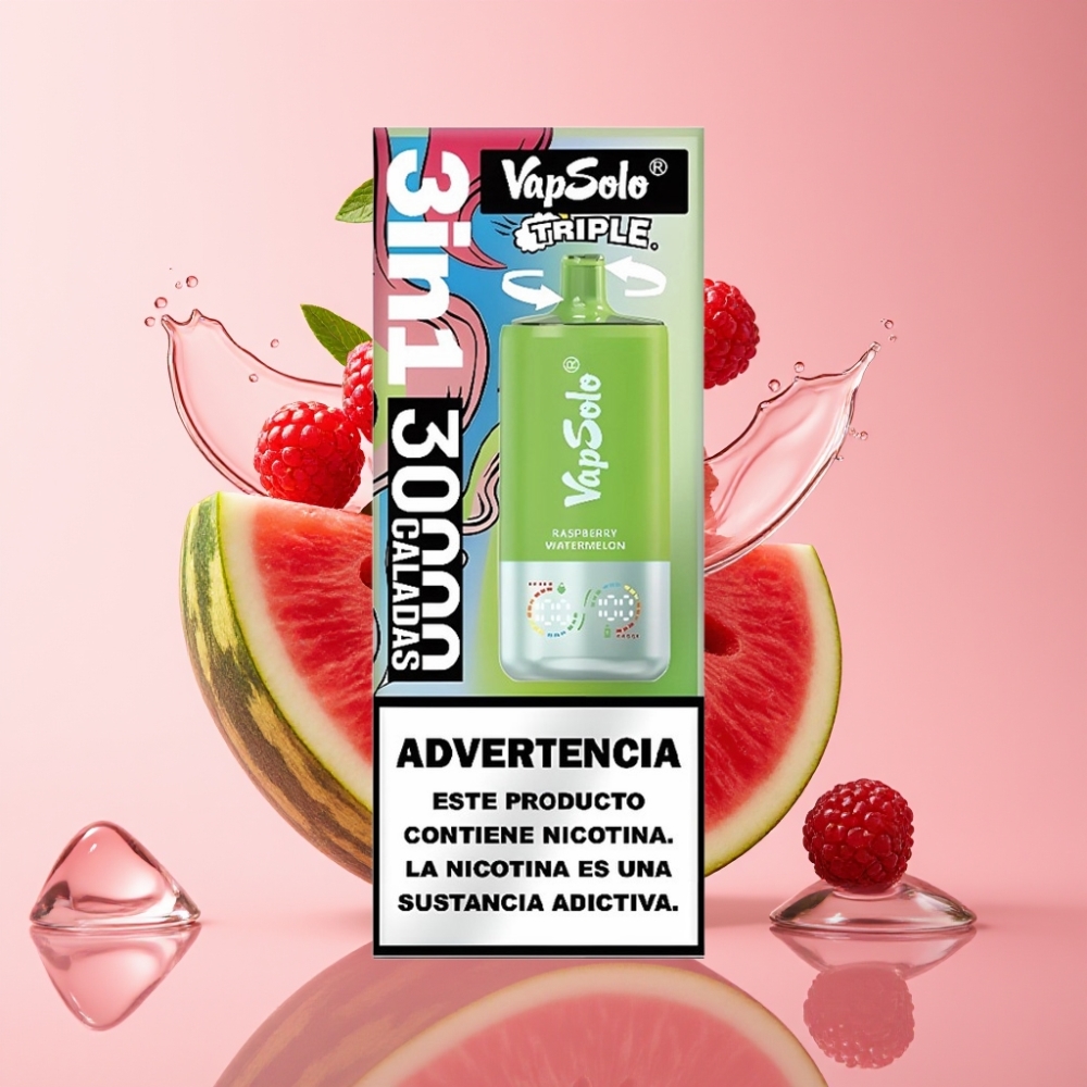 Vapsolo Triple 30000 Puffs Jednokratna Vape Malina Lubenica 40ml