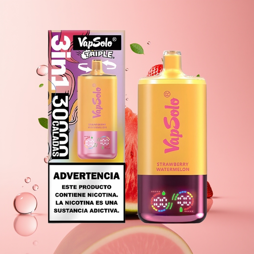 Vapsolo Triple 30000 Puffs Jednokratna vape jagoda lubenica & limun breskva 40ml
