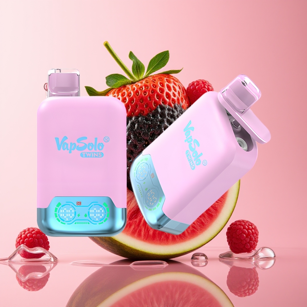 Vapsolo Twins 20000 Puffs Crna Ledena Zmaja Voće Jagoda & Malina Lubenica, 40 ml, Type-C