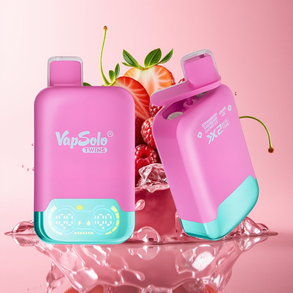 Vapsolo Twins 20000 Puffs Disposable Vape Jagoda Malina Trešnja Led & Grožđe Led 40ml