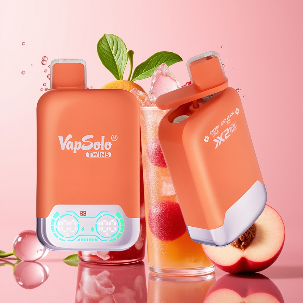 Vapsolo Twins 20000 Puffs Jednokratna Vape Trešnja Kola & Sočni Breskva Led 40 ml